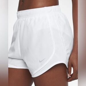 NIKE WOMAN’s Dry Tempo Running Shorts Brief Liner LARGE  White/Silver Swoosh NWT